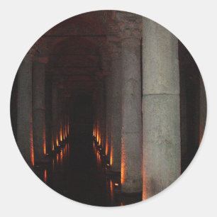 Sticker Rond Hallway gothique d'Halloween en enfer