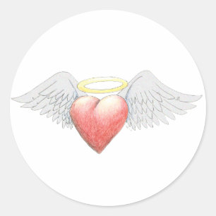 Sticker Rond Halo d'aile de coeur