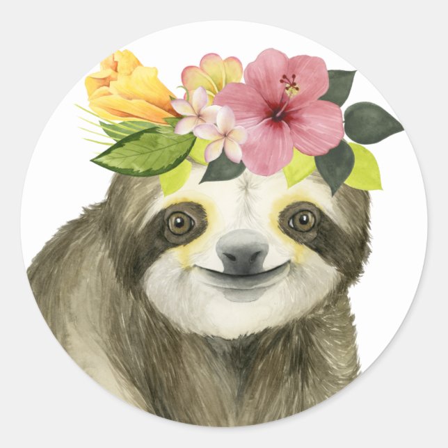 Sticker Rond Halo tropical | Sweet Sloth (Devant)