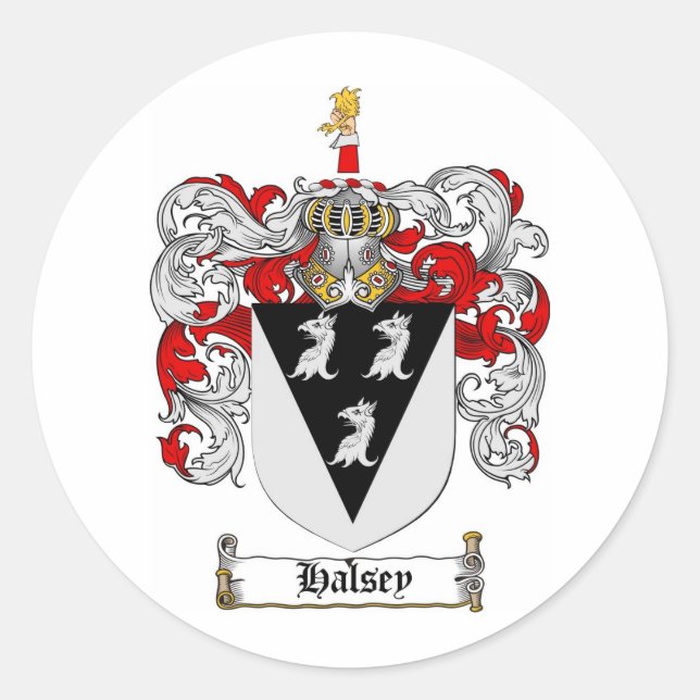 STICKER ROND HALSEY FAMILLE CREST - HALSEY COAT D'ARMES (Devant)