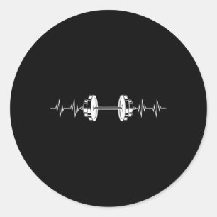 Sticker Rond Haltère Musculation Battement de coeur Drôle Ekg C
