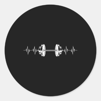 Sticker Rond Haltère Musculation Battement de coeur Drôle Ekg C