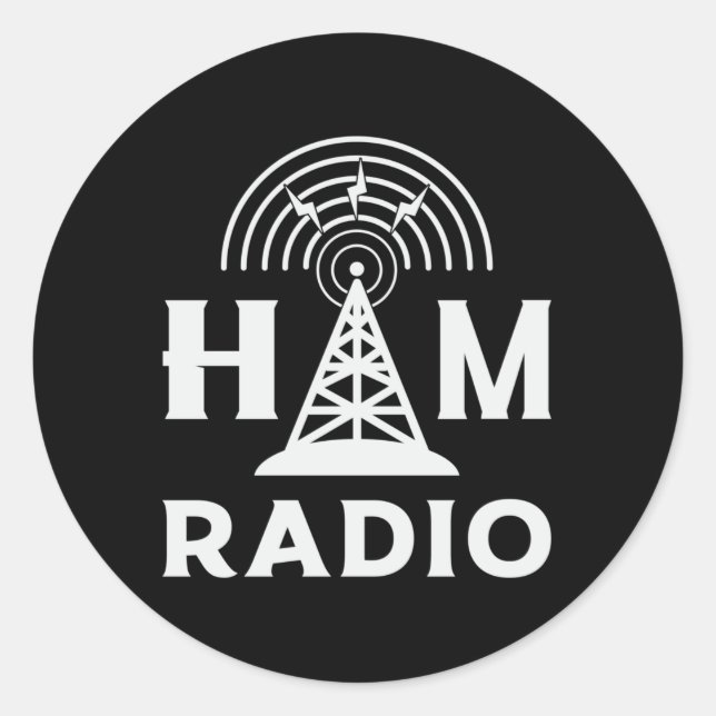 Sticker Rond HAM Radio Opérateur Antenne Code Amateur Idée cade (Devant)