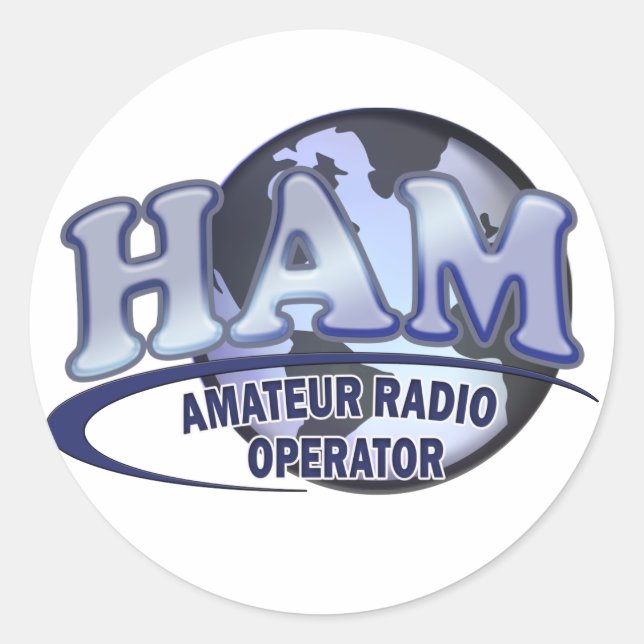 Sticker Rond HAM WORLD LOGO Radio amateur (Devant)