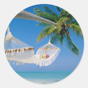 Sticker Rond Hamac de vacances de paradis de plage