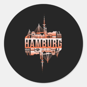 Sticker Rond Hambourg Allemagne Ville Ville Amusante Idée cadea