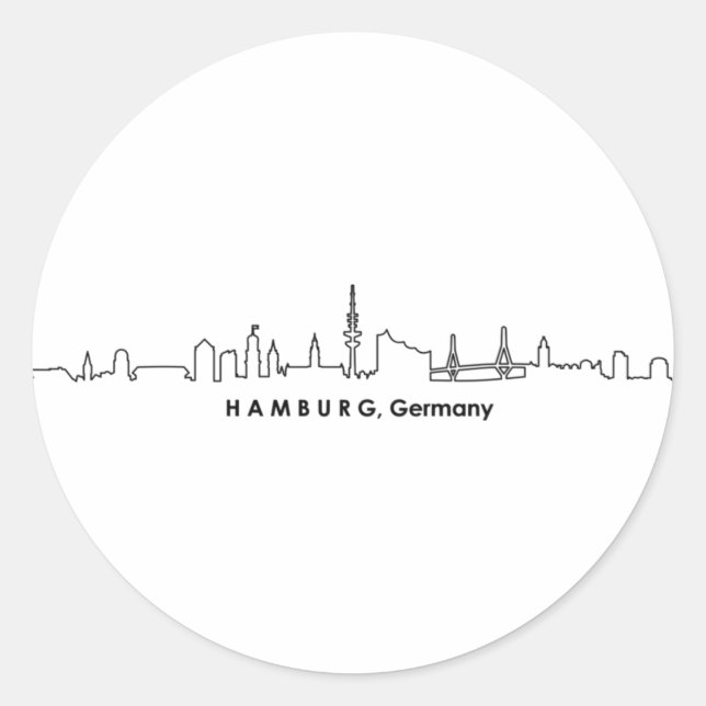 Sticker Rond HAMBURG Elbe Germany City Skyline Silhouette (Devant)