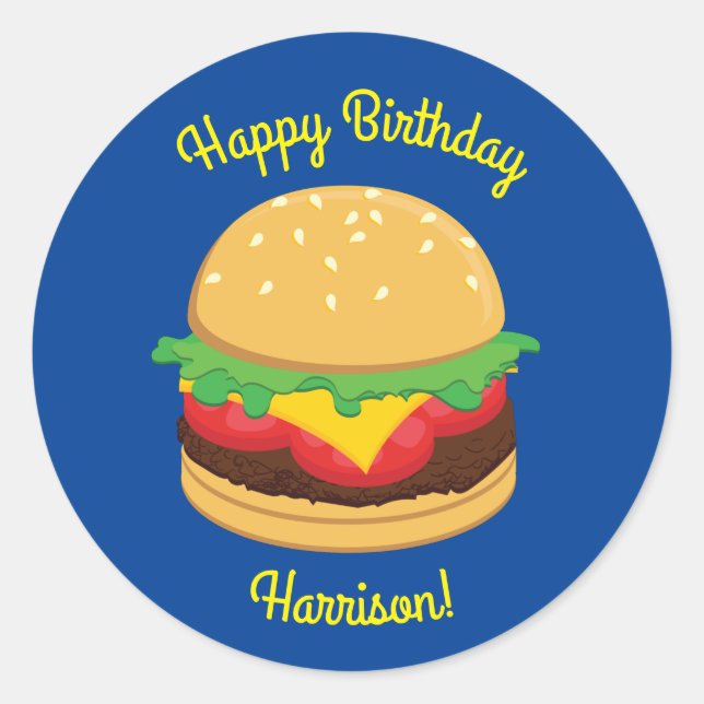 Sticker Rond Hamburger Anniversaire de fête Burger (Devant)