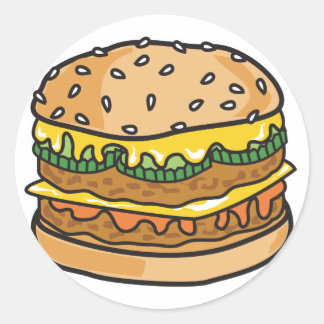 Sticker Rond hamburger au fromage rétro