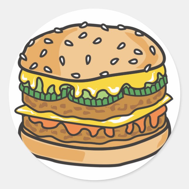 Sticker Rond hamburger au fromage rétro (Devant)