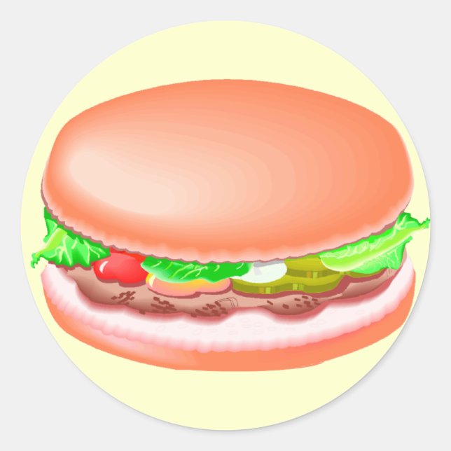 Sticker Rond Hamburger avec tous les accessoires (Devant)