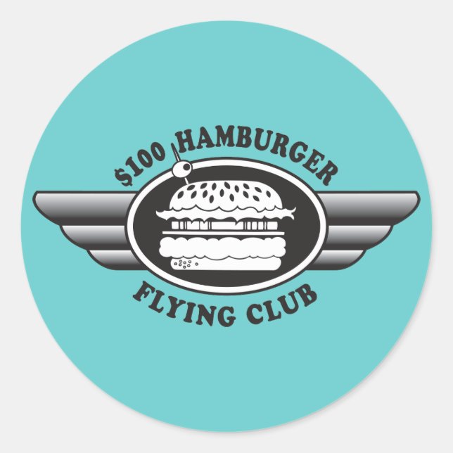 Sticker Rond Hamburger de 100 dollars - Flying Club (Devant)