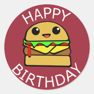 Sticker Rond Hamburger de fromage de joyeux anniversaire