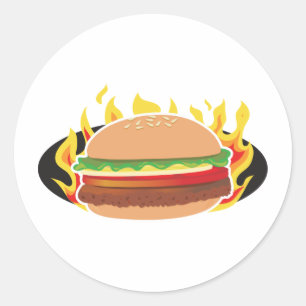 Sticker Rond Hamburger flamboyant