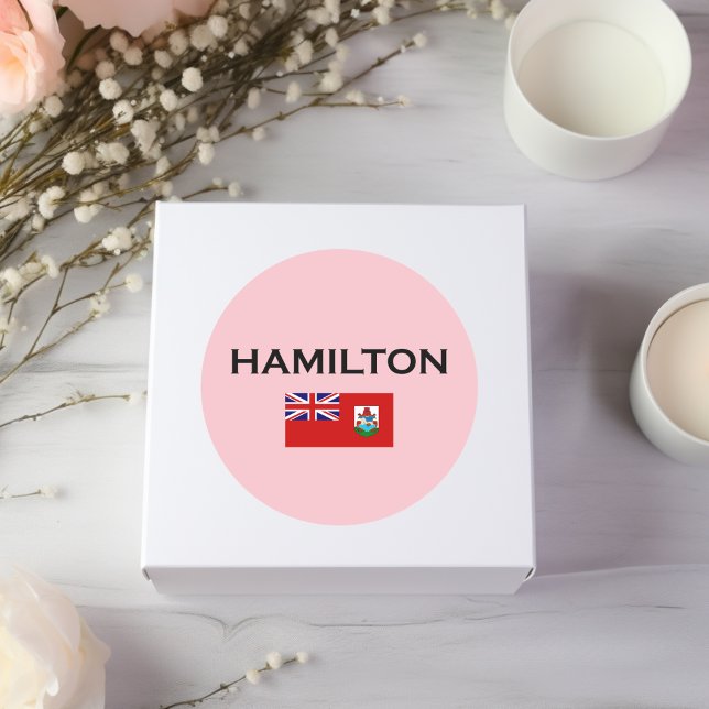 Sticker Rond Hamilton Bermuda Pays Drapeau Couleur claire (Créateur téléchargé)