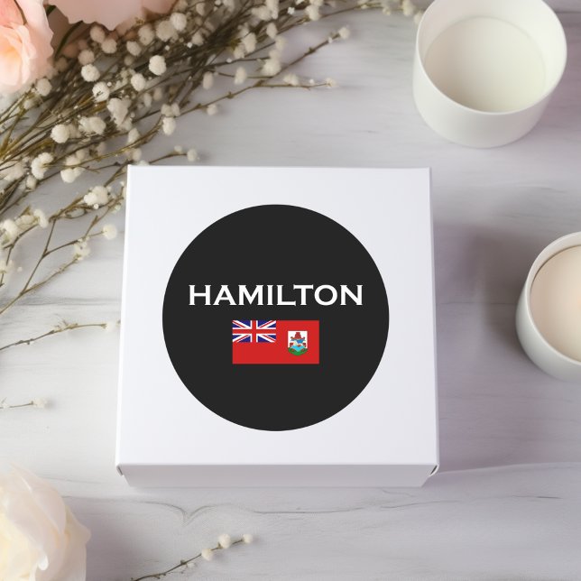 Sticker Rond Hamilton Bermuda Pays Drapeau Couleur foncée (Créateur téléchargé)