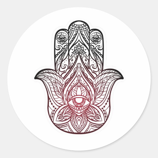 Sticker Rond Hamsa avec motif boho (Devant)