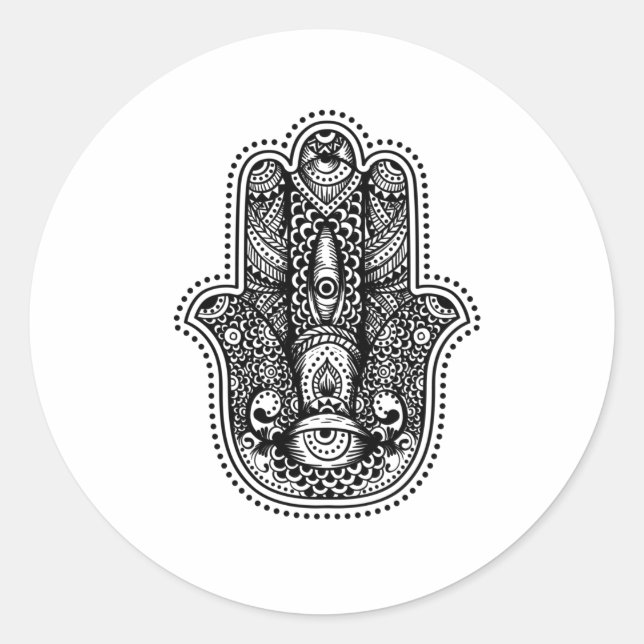 Sticker Rond Hamsa La Main de la déesse (Devant)