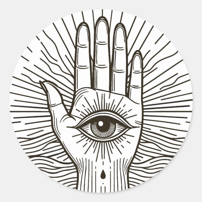 Sticker Rond Hamsa Main avec illustration d'art visuel (Devant)