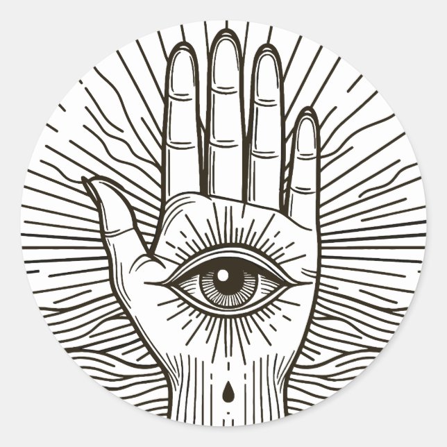 Sticker Rond Hamsa Main avec illustration d'art visuel (Devant)