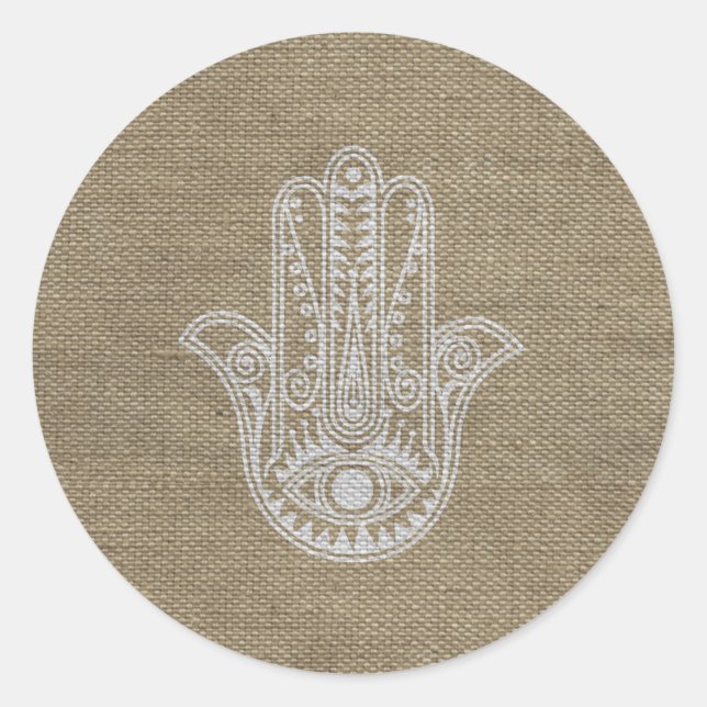 Sticker Rond HAMSA Main de Fatima symbole amulet (Devant)