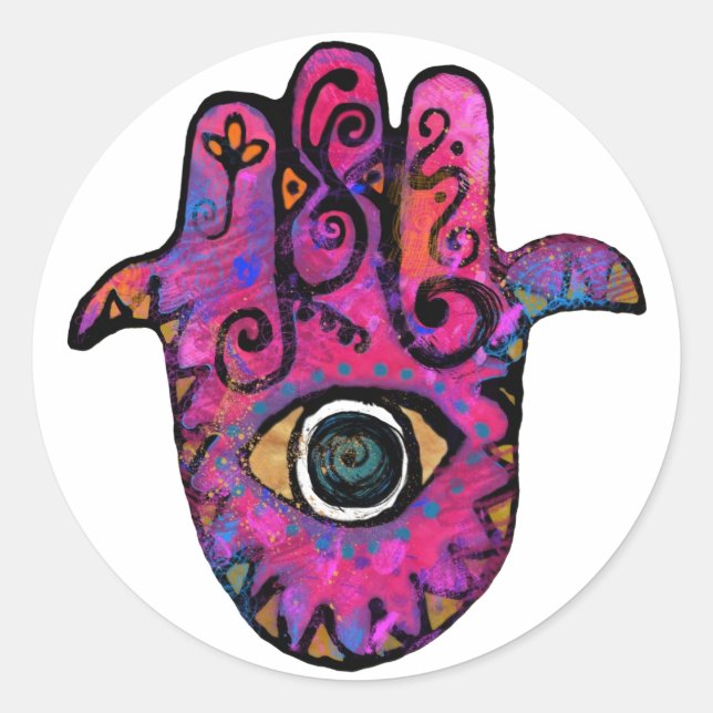 STICKER ROND **HAMSA ROSE** (Devant)