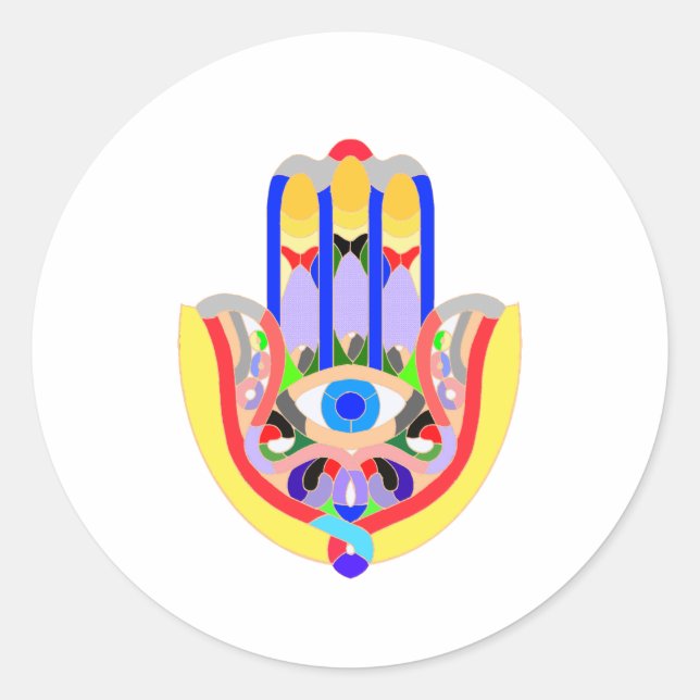 Sticker Rond Hamsa - très coloré (Devant)