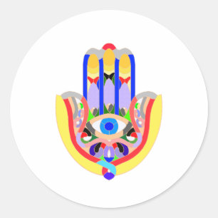 Sticker Rond Hamsa - très coloré