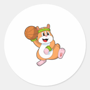 Sticker Rond Hamster as Basketball player