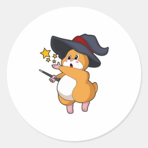 Sticker Rond Hamster as Wizard with Magic mur