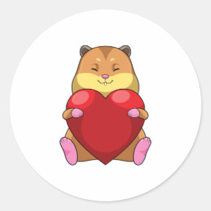 Sticker Rond Hamster au coeur