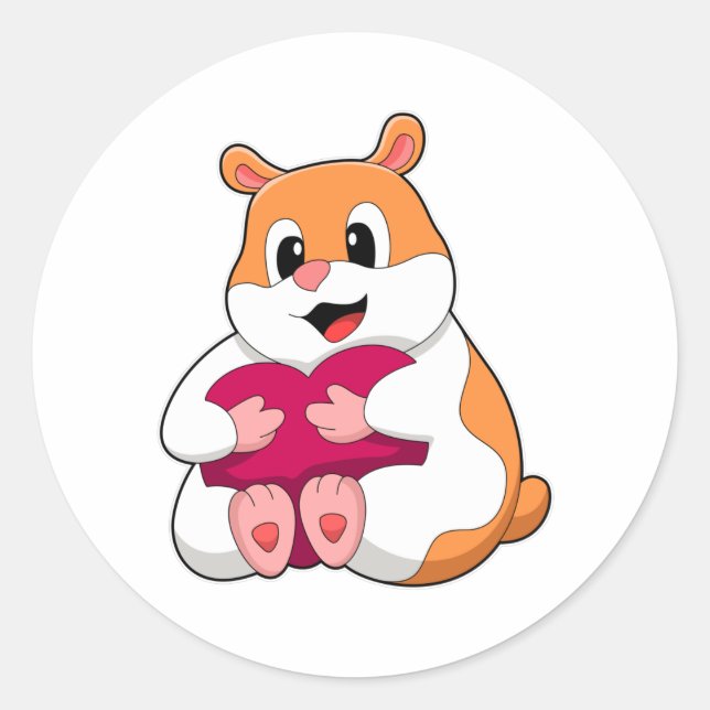 Sticker Rond Hamster au coeur (Devant)