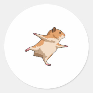Sticker Rond Hamster au Yoga Stretching Legs