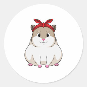 Sticker Rond Hamster avec Bandana