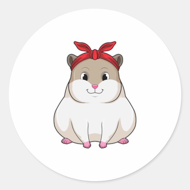 Sticker Rond Hamster avec Bandana (Devant)