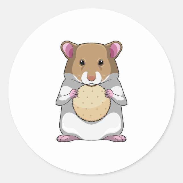 Sticker Rond Hamster avec biscuit (Devant)