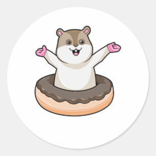 Sticker Rond Hamster avec de l'âne au chocolat