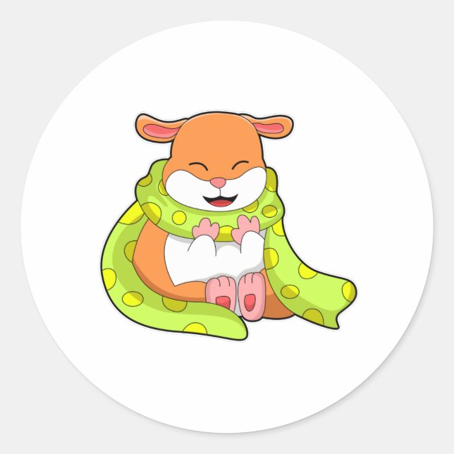Sticker Rond Hamster avec Écharpe (Devant)