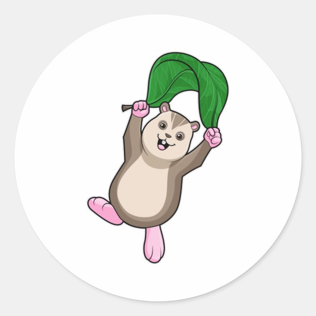 Sticker Rond Hamster avec parachute (Devant)