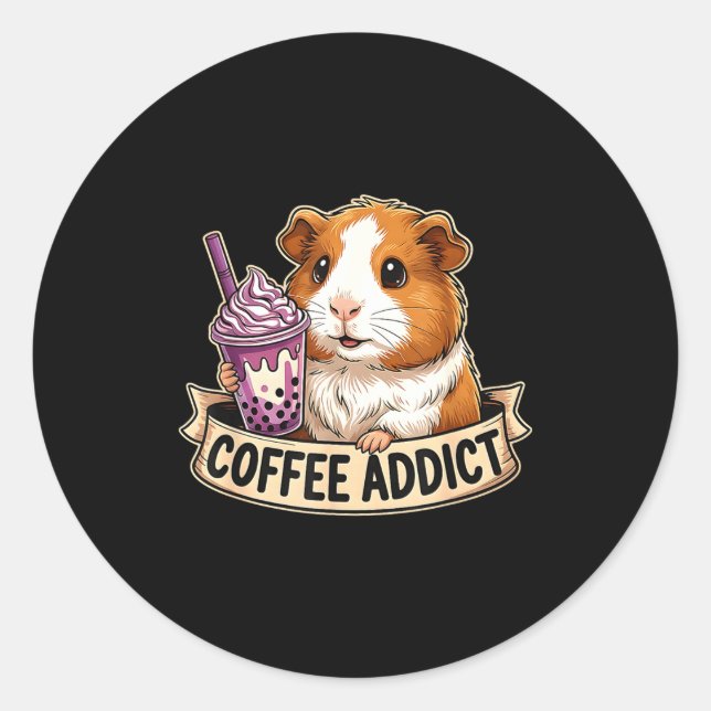Sticker Rond Hamster Coffee Addict Cute Rodent Boba Tea Gift  (Devant)