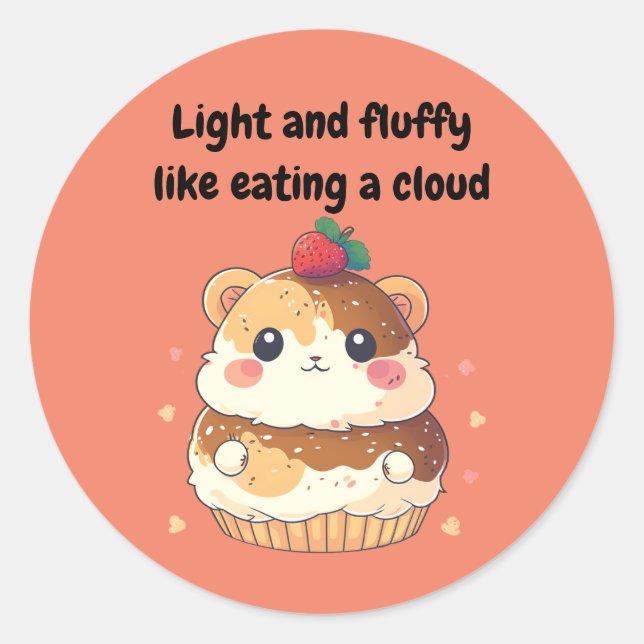 Sticker Rond Hamster Cream Puff - Léger et Fluffy (Devant)