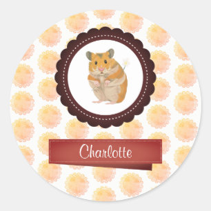 Sticker Rond Hamster de filles rouges et roses