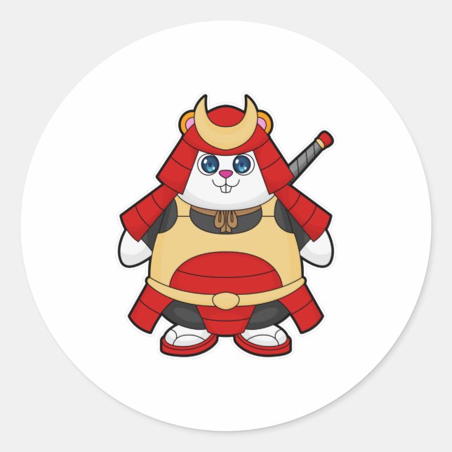 Sticker Rond Hamster en guerrier avec Armor (Devant)