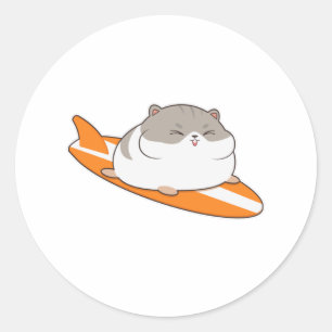 Sticker Rond Hamster en surfeur avec Surfer