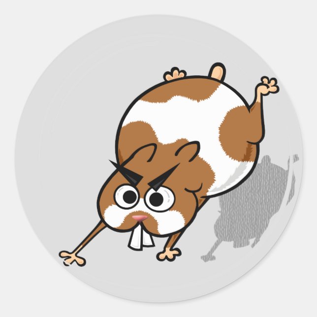 STICKER ROND HAMSTER FUNNY DANS BALLES RONDES DE HAMSTER (Devant)