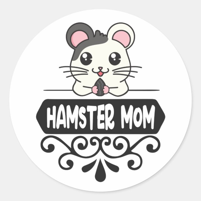 Sticker Rond Hamster maman amoureux des animaux mignons (Devant)