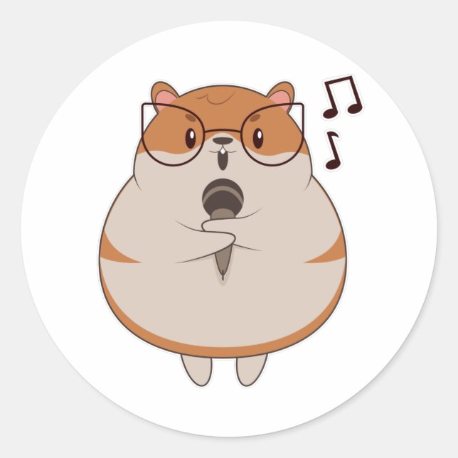 Sticker Rond Hamster - Musique avec microphone (Devant)
