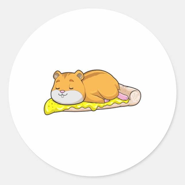 Sticker Rond Hamster & Pizza au fromage (Devant)