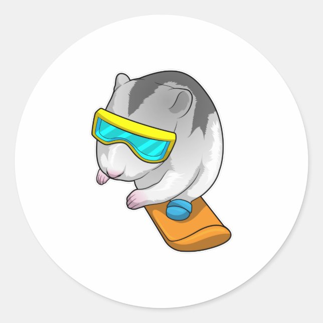 Sticker Rond Hamster Snowboard Snowboard (Devant)