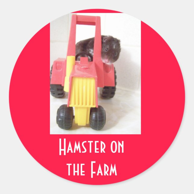 Sticker Rond Hamster sur la ferme (Devant)